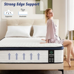 Amztree Queen Mattress, 14 Inch Hybrid Mattress in a Box, Gel Memory Foam and Individual Pocketed Springs for Motion Isolation & Pressure Relief, Medium Firm, Fiberglass-Free, CertiPUR-US